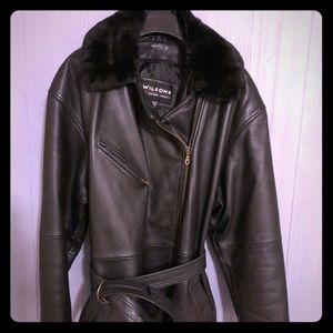 Wilson’s black leather coat